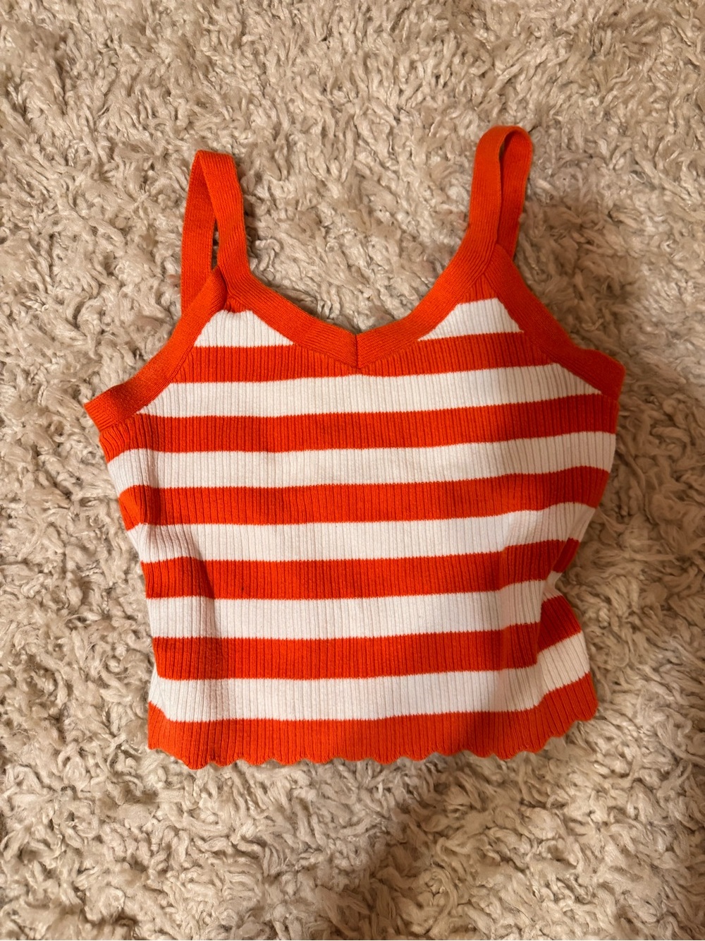 Universal Thread Orange and White Striped Ribbed Crop Tank